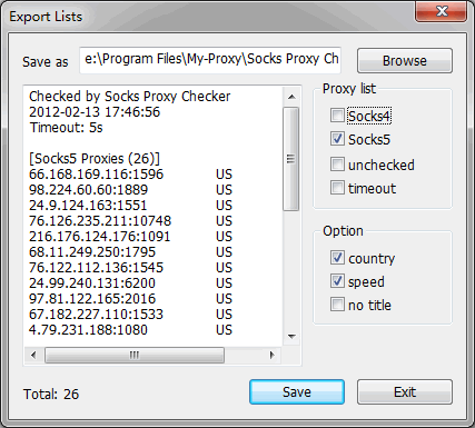 Socks Proxy Checker Export Dialog