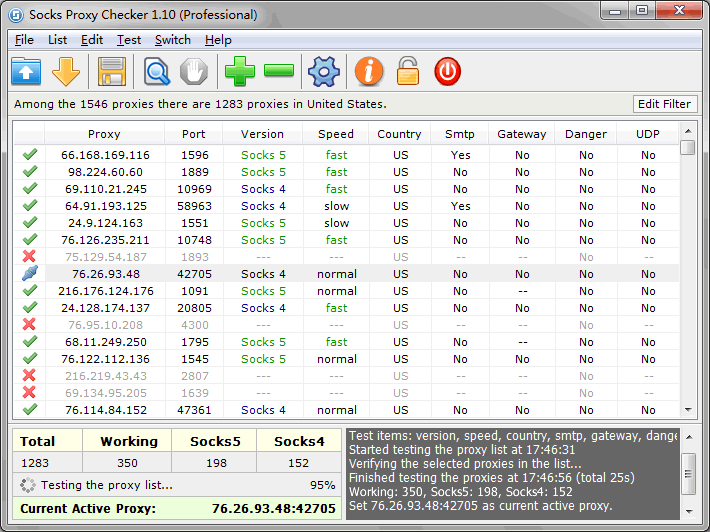 Socks Proxy Checker Main Window